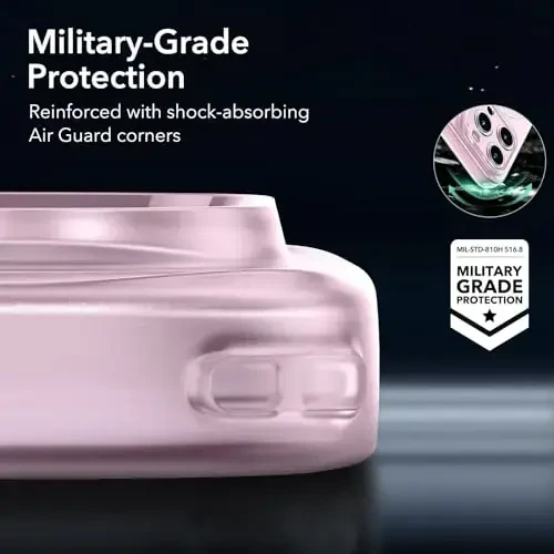 ESR for iPhone 13 Pro Case, Compatible with MagSafe, Military-Grade Protection, Resists Yellowing and Scratches, Magnetic Phone Case for iPhone 13 Pro, Zero Series, Frosted Pink - 6