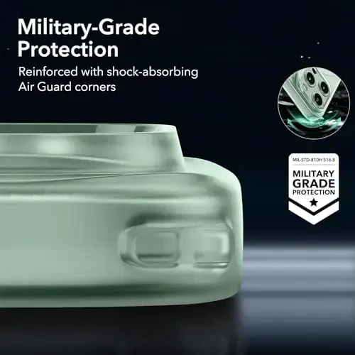 ESR for iPhone 13 Pro Case, Compatible with MagSafe, Military-Grade Protection, Resists Yellowing and Scratches, Magnetic Phone Case for iPhone 13 Pro, Zero Series, Frosted Green - 6