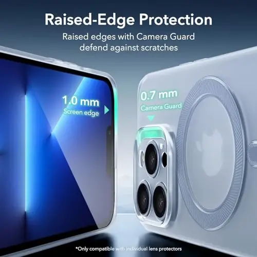 ESR for iPhone 13 Pro Case for MagSafe, Transparent, Frosted Blue | Compatible with MagSafe, Slim, Military-Grade Drop Protection, Resists Scratches - 7