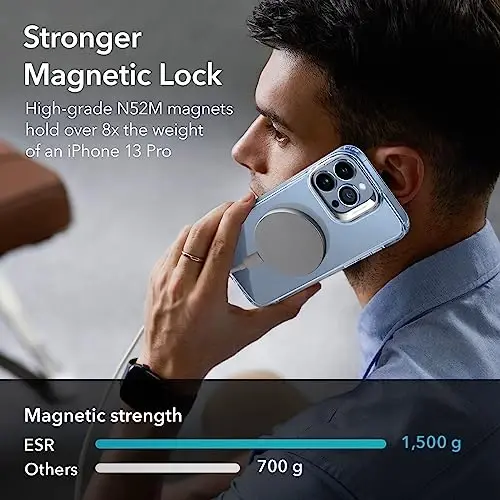 ESR for iPhone 13 Pro Case, Compatible with MagSafe, Shockproof Military-Grade Protection, Built-in Camera Ring Stand, Magnetic Phone Case for iPhone 13 Pro, Classic Series (HaloLock), Clear - 2