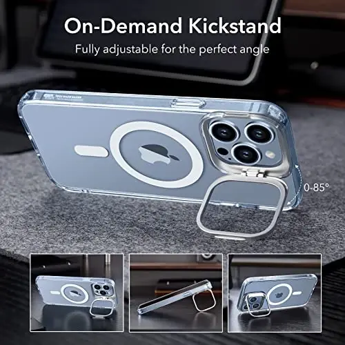 ESR for iPhone 13 Pro Case, Compatible with MagSafe, Shockproof Military-Grade Protection, Built-in Camera Ring Stand, Magnetic Phone Case for iPhone 13 Pro, Classic Series (HaloLock), Clear - 3