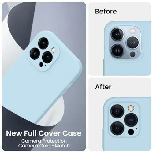 FireNova Designed for iPhone 13 Pro Case, Silicone Upgraded [Camera Protection] Phone Case, Soft Anti-Scratch Microfiber Lining Inside, 6.1 inch, Sky Blue - 3