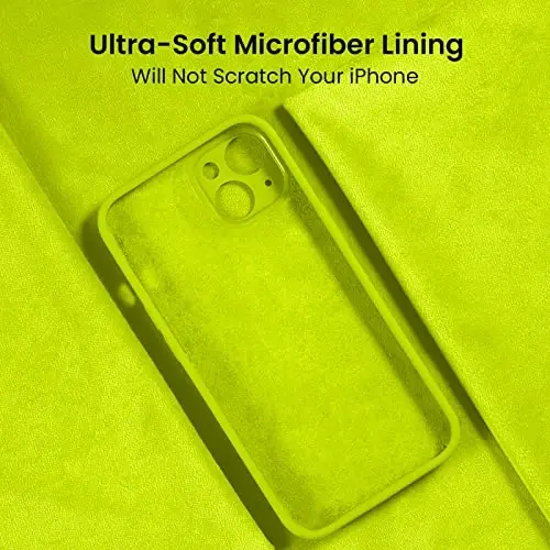 FireNova Designed for iPhone 13 Pro Case, Silicone Upgraded [Camera Protection] Phone Case with [2 Screen Protectors], Soft Anti-Scratch Microfiber Lining Inside, 6.1 inch, Fluorescent Green - 5