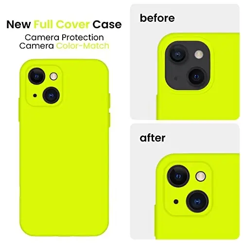 FireNova Designed for iPhone 13 Pro Case, Silicone Upgraded [Camera Protection] Phone Case with [2 Screen Protectors], Soft Anti-Scratch Microfiber Lining Inside, 6.1 inch, Fluorescent Green - 3