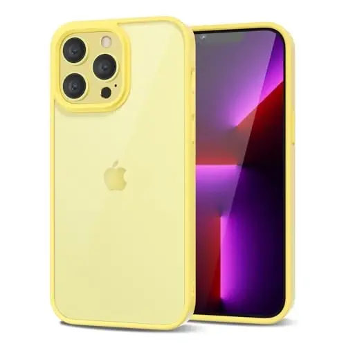 LoeoeL for iPhone 13 Pro Case Clear, Transparent Hybrid 13 Pro Phone Case [Hard Plastic & Soft Silicone Bumper] Acrylic Non Yellowing Thin Slim Protective Cover for Women, Yellow 