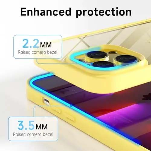 LoeoeL for iPhone 13 Pro Case Clear, Transparent Hybrid 13 Pro Phone Case [Hard Plastic & Soft Silicone Bumper] Acrylic Non Yellowing Thin Slim Protective Cover for Women, Yellow - 5