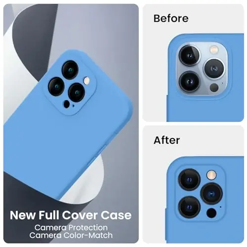 FireNova Designed for iPhone 13 Pro Case, Silicone Upgraded [Camera Protection] Phone Case with [2 Screen Protectors], Soft Anti-Scratch Microfiber Lining Inside, 6.1 inch, Blue - 3