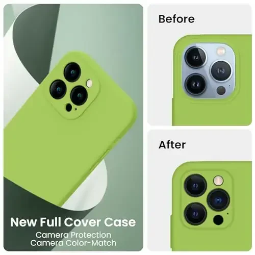 FireNova Designed for iPhone 13 Pro Case, Silicone Upgraded [Camera Protection] Phone Case with [2 Screen Protectors], Soft Anti-Scratch Microfiber Lining Inside, 6.1 inch, Sprout Green - 3