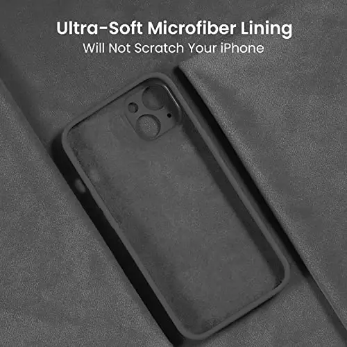 FireNova Designed for iPhone 13 Pro Case, Silicone Upgraded [Camera Protection] Phone Case with [2 Screen Protectors], Soft Anti-Scratch Microfiber Lining Inside, 6.1 inch, Space Gray - 5