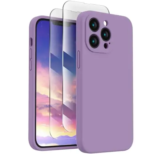 FireNova Designed for iPhone 13 Pro Case, Silicone Upgraded [Camera Protection] Phone Case, Soft Anti-Scratch Microfiber Lining Inside, 6.1 inch, Light Purple 