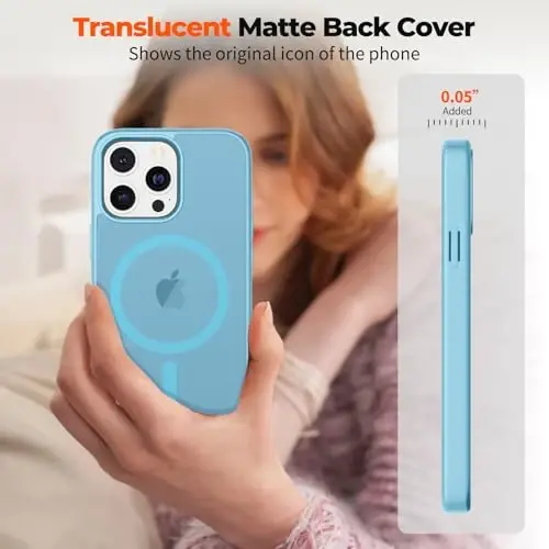 zapica Magnetic for iPhone 13 Pro Case, [Compatible with MagSafe] [Military Grade Drop Protection] Translucent Matte Shockproof Anti-Scratch Phone Case, Light Blue - 1