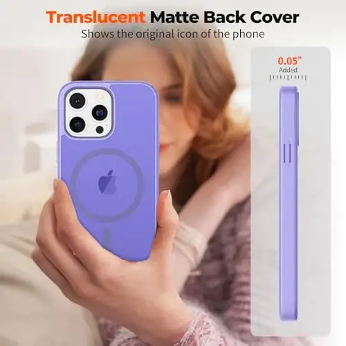 zapica Magnetic for iPhone 13 Pro Case, [Compatible with MagSafe] [Military Grade Drop Protection] Translucent Matte Shockproof Anti-Scratch Phone Case, Light Purple 