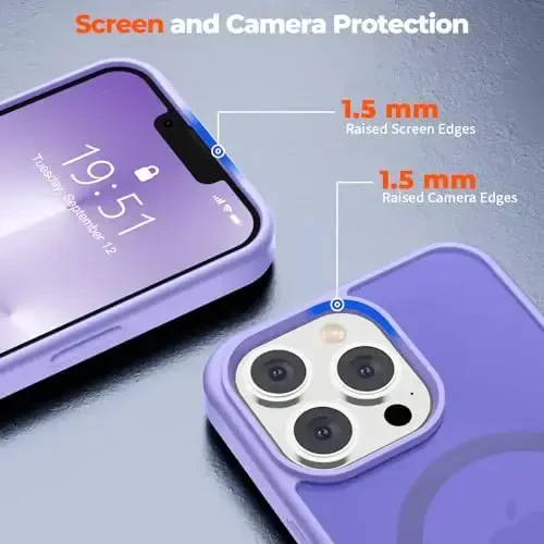 zapica Magnetic for iPhone 13 Pro Case, [Compatible with MagSafe] [Military Grade Drop Protection] Translucent Matte Shockproof Anti-Scratch Phone Case, Light Purple - 6