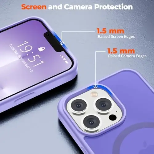 zapica Magnetic for iPhone 13 Pro Case, [Compatible with MagSafe] [Military Grade Drop Protection] Translucent Matte Shockproof Anti-Scratch Phone Case, Light Purple - 6