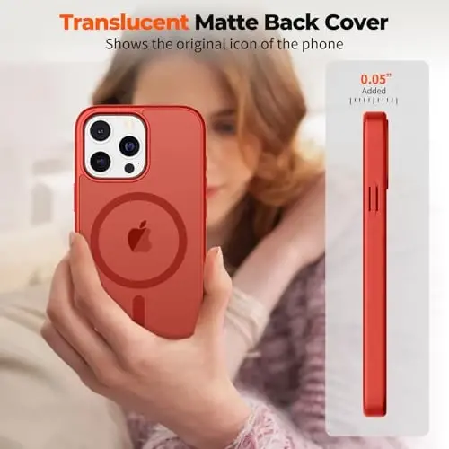 zapica Magnetic for iPhone 13 Pro Case, [Compatible with MagSafe] [Military Grade Drop Protection] Translucent Matte Shockproof Anti-Scratch Phone Case, Red 