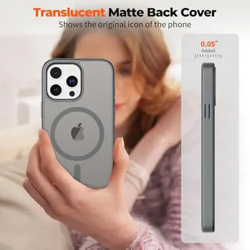zapica Magnetic for iPhone 13 Pro Case, [Compatible with MagSafe] [Military Grade Drop Protection] Translucent Matte Shockproof Anti-Scratch Phone Case, Dark Gray - 1