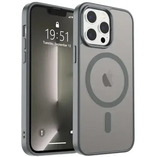zapica Magnetic for iPhone 13 Pro Case, [Compatible with MagSafe] [Military Grade Drop Protection] Translucent Matte Shockproof Anti-Scratch Phone Case, Dark Gray - ZAPICA (1)