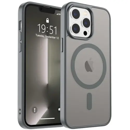 zapica Magnetic for iPhone 13 Pro Case, [Compatible with MagSafe] [Military Grade Drop Protection] Translucent Matte Shockproof Anti-Scratch Phone Case, Dark Gray - 2