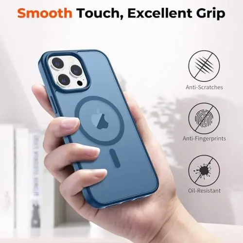 zapica Magnetic for iPhone 13 Pro Case, [Compatible with MagSafe] [Military Grade Drop Protection] Translucent Matte Shockproof Anti-Scratch Phone Case, Dark Blue - 7