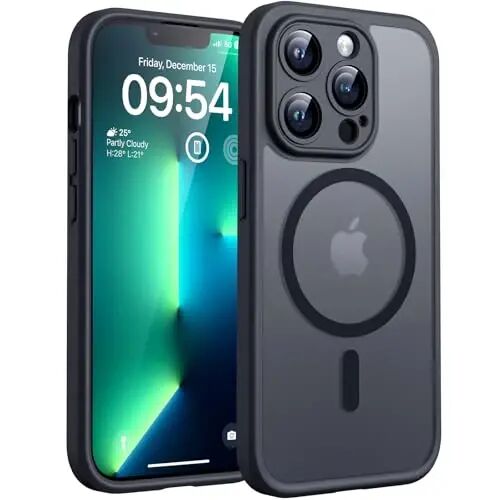 TOCOL for iPhone 13 Pro Case, Full Camera Protection, Compatible with Magsafe, Drop Protection, Translucent Magnetic Matte Phone Case for iPhone 13 Pro 6.1 inch (Black) - TOCOL