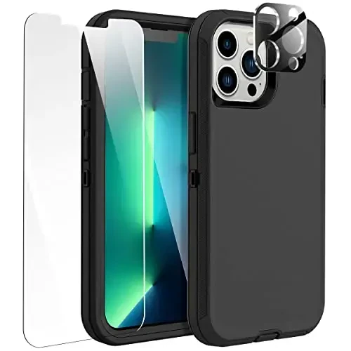 AICase for iPhone 13 Pro Case with Glass Screen Protector+Camera Lens,Heavy Duty Protective Phone Case,Military Grade Full Body Protection Shockproof/Dustproof/Drop Proof Rugged Tough Cover_1 - 1
