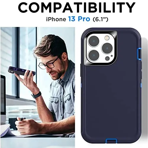 AICase for iPhone 13 Pro Case with Glass Screen Protector+Camera Lens,Heavy Duty Protective Phone Case,Military Grade Full Body Protection Shockproof/Dustproof/Drop Proof Rugged Tough Cover_1 - 2