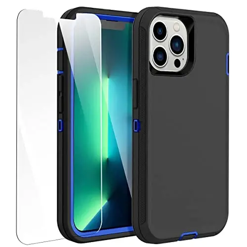 AICase for iPhone 13 Pro Case with Glass Screen Protector,Heavy Duty Protective Phone Case,Military Grade Full Body Protection Shockproof/Dustproof/Drop Proof Rugged Tough Cover_2 