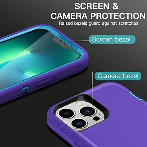 AICase for iPhone 13 Pro Case with Glass Screen Protector,Heavy Duty Protective Phone Case,Military Grade Full Body Protection Shockproof/Dustproof/Drop Proof Rugged Tough Cover_4 - 7