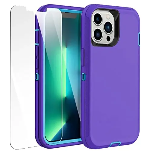 AICase for iPhone 13 Pro Case with Glass Screen Protector,Heavy Duty Protective Phone Case,Military Grade Full Body Protection Shockproof/Dustproof/Drop Proof Rugged Tough Cover_4 - AICASE