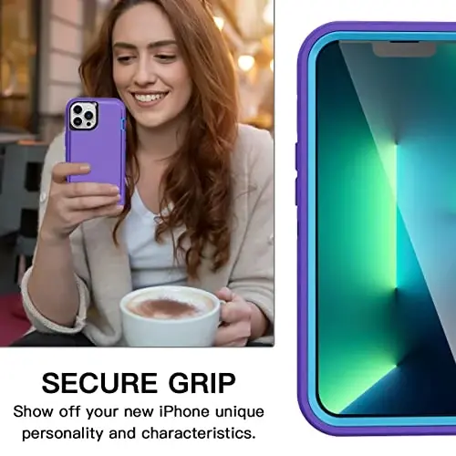 AICase for iPhone 13 Pro Case with Glass Screen Protector,Heavy Duty Protective Phone Case,Military Grade Full Body Protection Shockproof/Dustproof/Drop Proof Rugged Tough Cover_4 - 5