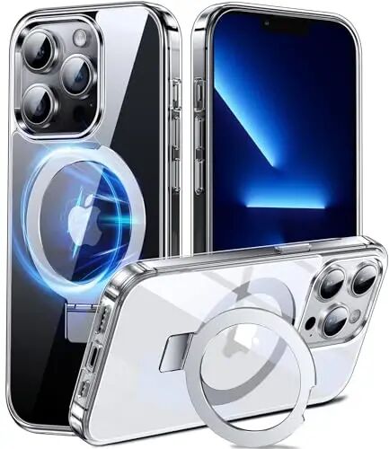 Chicfun Magnetic Stand for iPhone 13 Pro Case, Compatible with MagSafe iPhone 13 Pro Phone Case + Invisible Stand + NO.1 Military Shockproof Protective iPhone 13pro Cover, Full Clear - CHICFUN