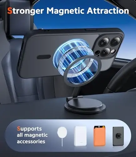 FNTCASE for iPhone 13 Pro Case: Matte Magnetic Phone Cases with Screen Protector Compatible with Magsafe Slim Anti Yellowing Rugged Shockproof Protective Translucent Cell Phone Cover (C-Black) - 4