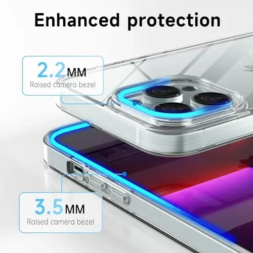 LoeoeL for iPhone 13 Pro Case Clear, Transparent Hybrid 13 Pro Phone Case [Hard Plastic & Soft Silicone Bumper] Acrylic Non Yellowing Thin Slim Protective Cover for Women, Crystal Clear - 5