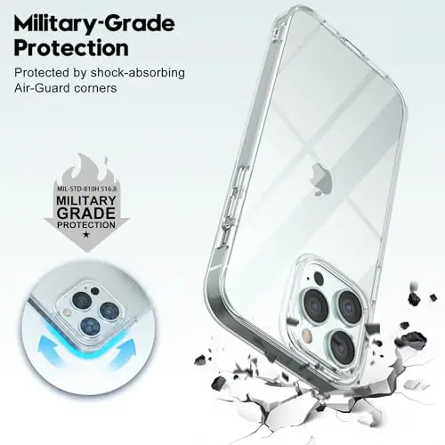 LoeoeL for iPhone 13 Pro Case Clear, Transparent Hybrid 13 Pro Phone Case [Hard Plastic & Soft Silicone Bumper] Acrylic Non Yellowing Thin Slim Protective Cover for Women, Crystal Clear - 6