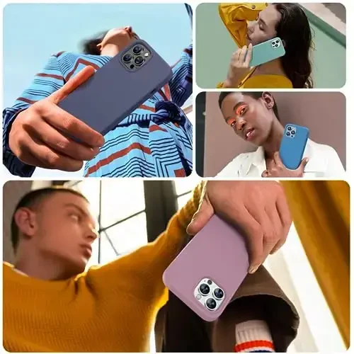 Miracase Designed for iPhone 13 Pro Case, with Tempered Glass Screen Protector, [Soft Anti-Scratch Microfiber Lining], Shockproof Liquid Silicone Phone Case Cover for 13 Pro 6.1 inch, Blackcurrent - 6