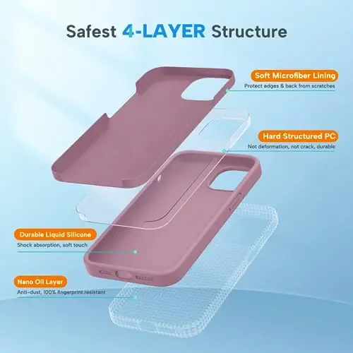 Miracase Designed for iPhone 13 Pro Case, with Tempered Glass Screen Protector, [Soft Anti-Scratch Microfiber Lining], Shockproof Liquid Silicone Phone Case Cover for 13 Pro 6.1 inch, Blackcurrent - 3