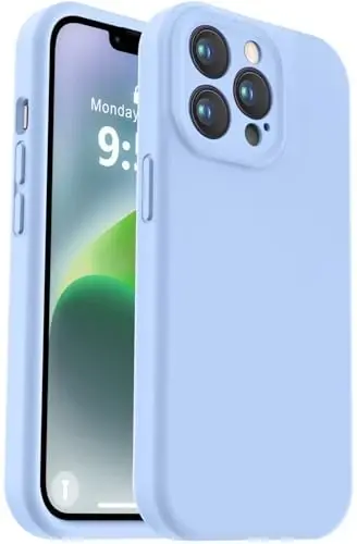 Vooii Compatible with iPhone 13 Pro Case, Liquid Silicone Upgrade [Camera Protection] [Soft Anti-Scratch Microfiber Lining] Shockproof Phone Case for iPhone 13 Pro 6.1 inch - Light Blue - 1
