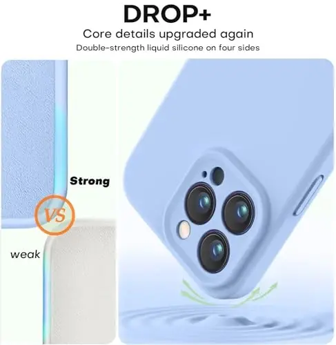 Vooii Compatible with iPhone 13 Pro Case, Liquid Silicone Upgrade [Camera Protection] [Soft Anti-Scratch Microfiber Lining] Shockproof Phone Case for iPhone 13 Pro 6.1 inch - Light Blue - 4