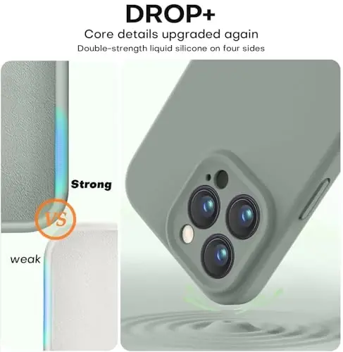 Vooii Compatible with iPhone 13 Pro Case, Liquid Silicone Upgrade [Camera Protection] [Soft Anti-Scratch Microfiber Lining] Shockproof Phone Case for iPhone 13 Pro 6.1 inch - Calke Green - 4