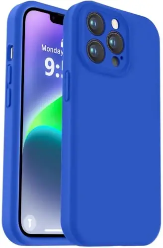 Vooii Compatible with iPhone 13 Pro Case, Liquid Silicone Upgrade [Camera Protection] [Soft Anti-Scratch Microfiber Lining] Shockproof Phone Case for iPhone 13 Pro 6.1 inch - Klein Blue 