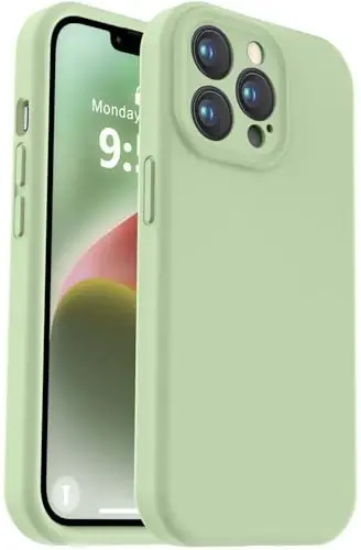 Vooii Compatible with iPhone 13 Pro Case, Liquid Silicone Upgrade [Camera Protection] [Soft Anti-Scratch Microfiber Lining] Shockproof Phone Case for iPhone 13 Pro 6.1 inch - Matcha - 1