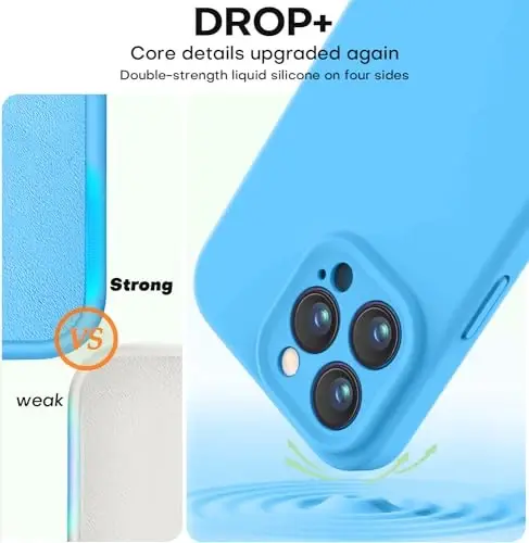 Vooii Compatible with iPhone 13 Pro Case, Liquid Silicone Upgrade [Camera Protection] [Soft Anti-Scratch Microfiber Lining] Shockproof Phone Case for iPhone 13 Pro 6.1 inch - Blue - 4