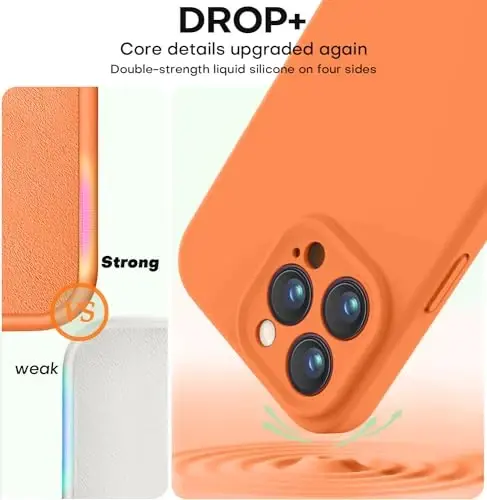 Vooii Compatible with iPhone 13 Pro Case, Liquid Silicone Upgrade [Camera Protection] [Soft Anti-Scratch Microfiber Lining] Shockproof Phone Case for iPhone 13 Pro 6.1 inch - Bright Orange - 4