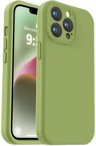 Vooii Compatible with iPhone 13 Pro Case, Liquid Silicone Upgrade [Camera Protection] [Soft Anti-Scratch Microfiber Lining] Shockproof Phone Case for iPhone 13 Pro 6.1 inch - Cedar Green - 1