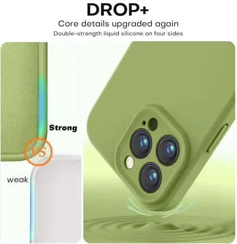 Vooii Compatible with iPhone 13 Pro Case, Liquid Silicone Upgrade [Camera Protection] [Soft Anti-Scratch Microfiber Lining] Shockproof Phone Case for iPhone 13 Pro 6.1 inch - Cedar Green - 4