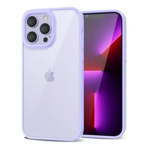 LoeoeL for iPhone 13 Pro Case Clear, Transparent Hybrid 13 Pro Phone Case [Hard Plastic & Soft Silicone Bumper] Acrylic Non Yellowing Thin Slim Protective Cover for Women, Purple Lavender - 1