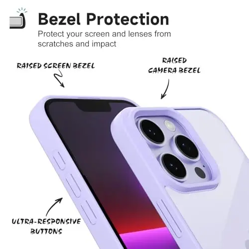 iPhone 13 Pro Kılıfı Şeffaf için LoeoeL, Şeffaf Hibrit 13 Pro Telefon Kılıfı [Sert Plastik ve Yumuşak Silikon Tampon] Akrilik Sararmayan İnce Koruyucu Kapak, Mor Lavanta - 4