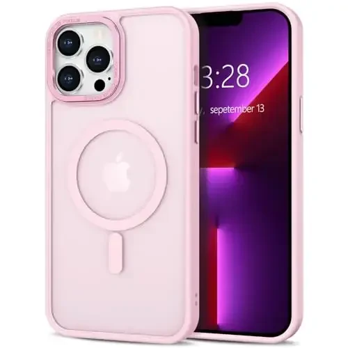 Anuck Case for iPhone 13 Pro Max Case Magnetic Phone Case Compatible with MagSafe, Soft TPU Bumper Hard Translucent Matte Back Slim Fit Shockproof Protective Cover for Men Women Girls - Tender Pink - ANUCK