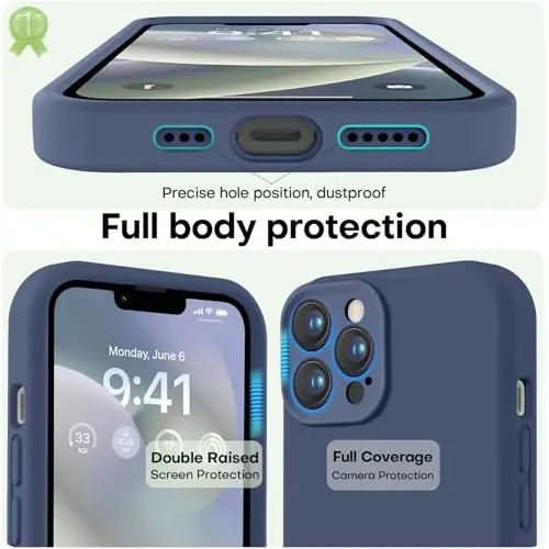 LOVE 3000 Designed for iPhone 13 Pro Max Case, Premium Silicone with [Soft Anti-Scratch Microfiber Lining] Shockproof Protective Phone Case for Men Women Girls 6.7