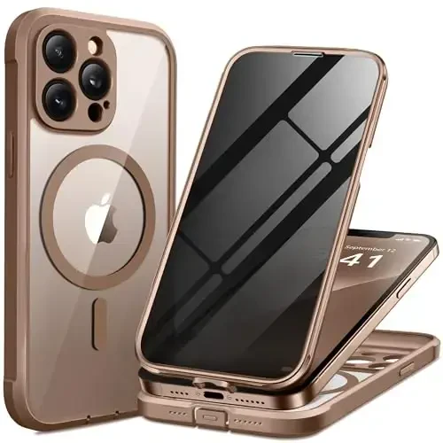 BERFY for iPhone 13 Pro Max Case, Compatible with MagSafe, Built-in Privacy Screen Protector and Camera Protection, Anti-Spy Full Body Shockproof Clear Phone Case for 13 Pro Max 6.7